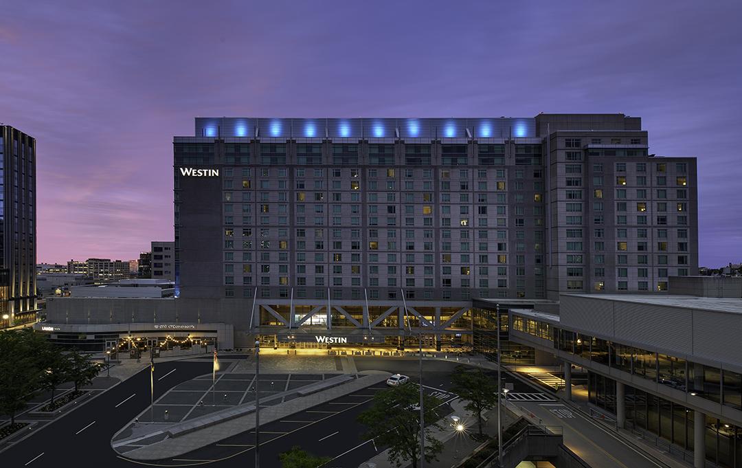 Westin Boston Exterior at Dawn from highrise